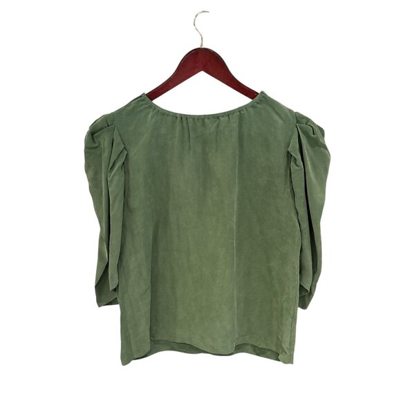 R.G. Kane Tops - R.G. Kane Womens Blouse XS Green 100% Cupro Statement Sleeves Made In USA
